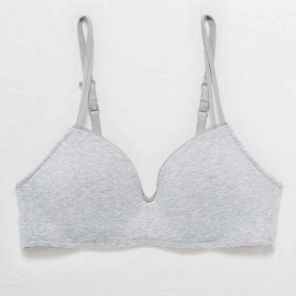 NEW Aerie Real Happy Wireless Push Up Bra in Light Grey - Picture 2 of 10